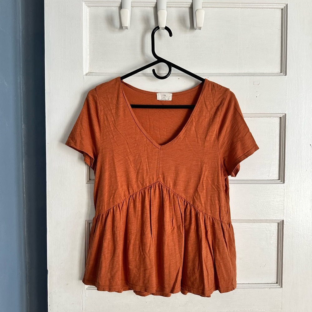 Anthropologie T.LA Babydoll Top in Burnt Orange
